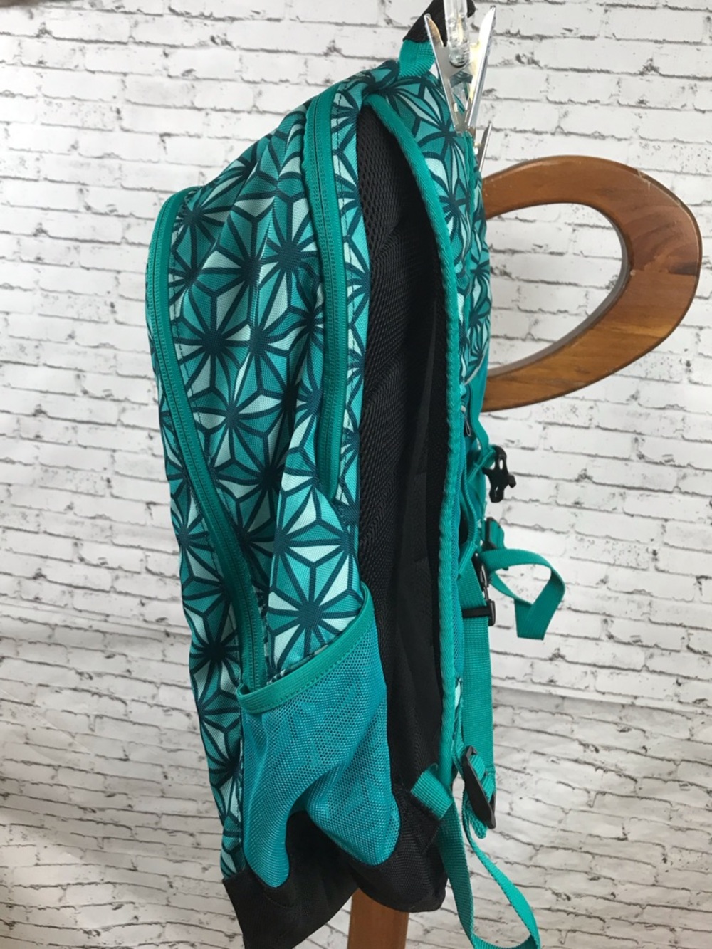 Land’s end | Turquoise Geometric Pattern Backpack - Picture 8 of 8